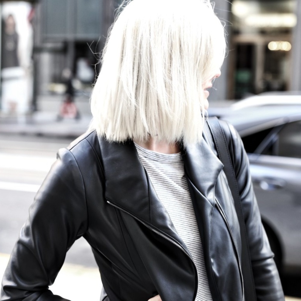 Brevity Power Grey Leather Jacket